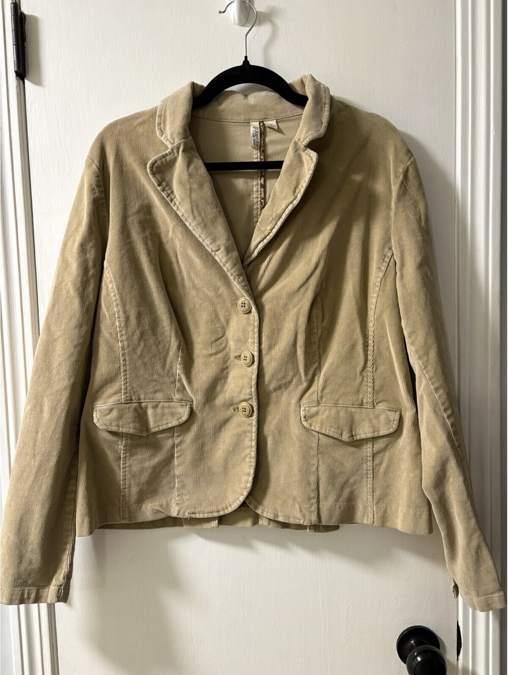 St. John’s Bay Corduroy Blazer Jacket Womens XL Tan Long Sleeve Single Breasted